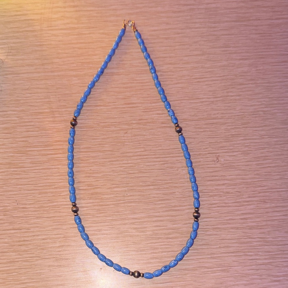 Blue Beaded Necklace with Accent Beads - Women Jewelry